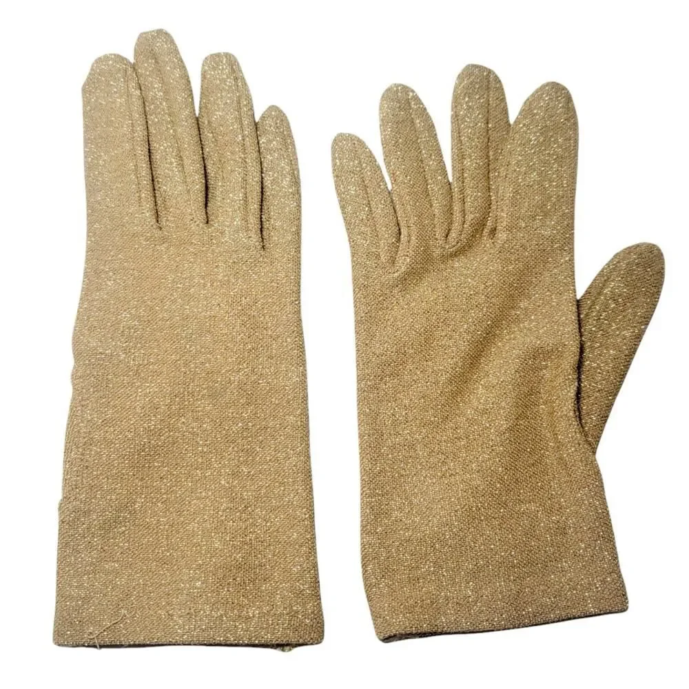 Vintage 1960s Gloves Gold Metallic Glam‎ Fashion Costume
